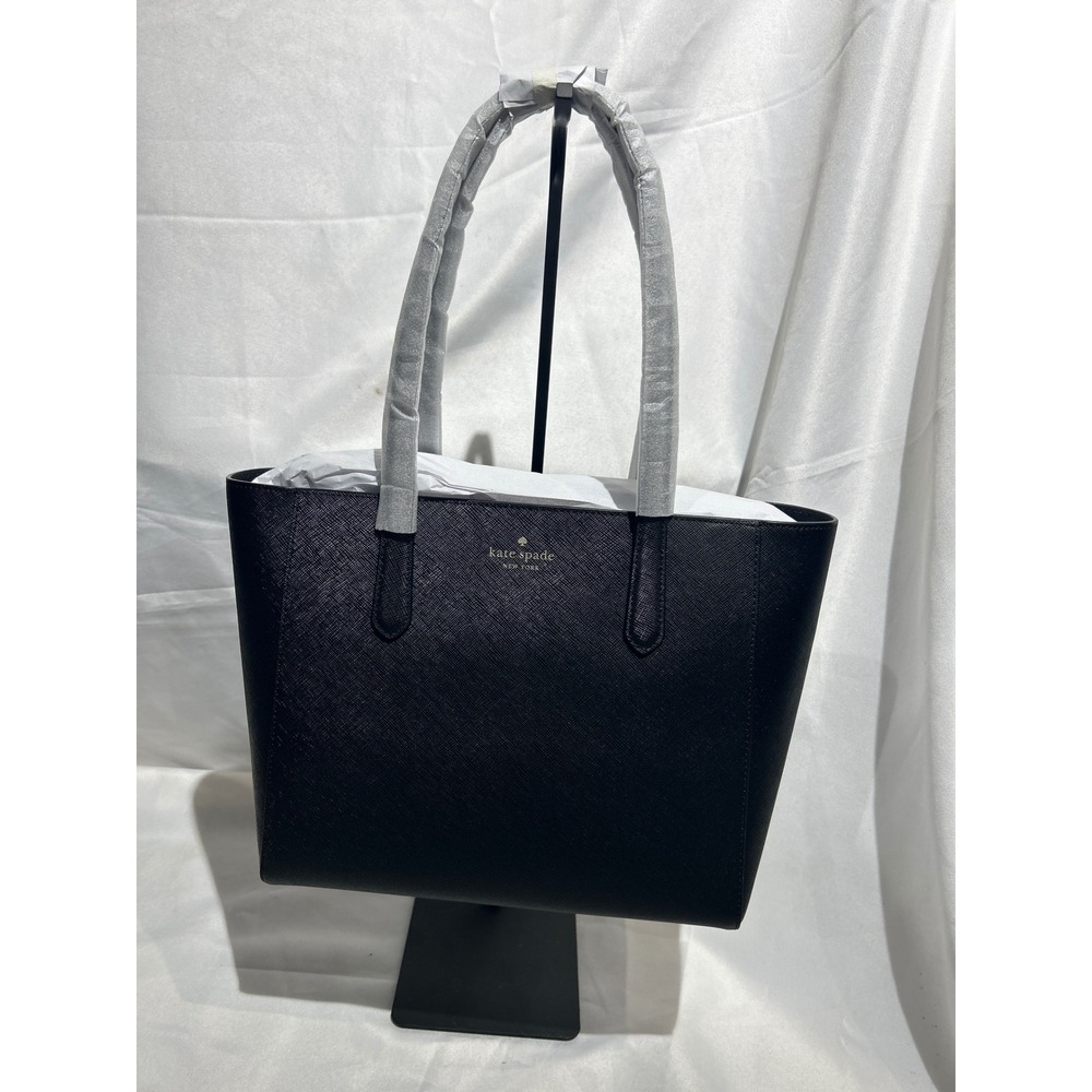Kate Spade Staci Medium Tote Bag Black Saffiano PVC‎  NWT